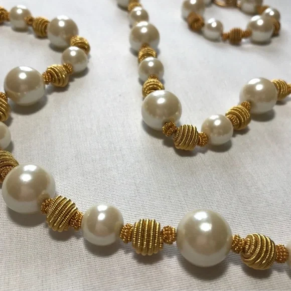 Anne Klein gold and pearl necklace and bracelet set - Picture 2 of 5